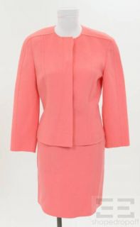 Mila Schon 2pc Coral Wool Jacket Skirt Set Size 6 38