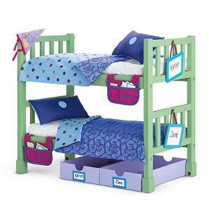 American Girl Retired Camp Bunk Bed Set with Comforters Pillows Etc