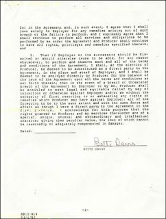 Bette Davis Contract Signed 11 21 1981