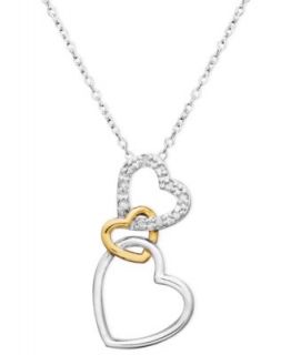 18k Gold Over Sterling Silver and Sterling Silver Heart Necklace