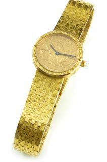 Corum Watch Ladies 18K Gold $5 Gold Coin Swiss Solid