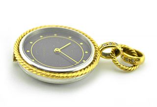 Bucherer 18k Solid Yellow Gold & Diamond Pendant Watch For Necklace