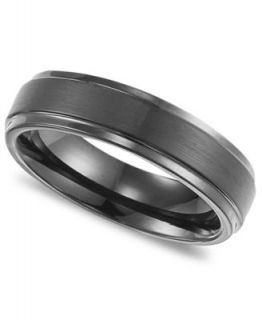 Triton Mens Tungsten Carbide Ring, Black Carbon Fiber Stripe Wedding
