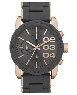 Diesel Watch, Chronograph Gray Silicone Wrapped Rose Gold Tone