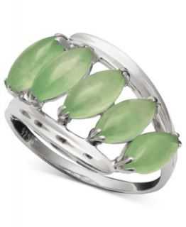Sterling Silver Ring, Green Jade Oval Ring (10 1/2 ct. t.w.)   Rings