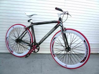 Fixed Gear Alloy Road Bike 48 cm w Deep 50cm Rim Flat Bladed Spokes
