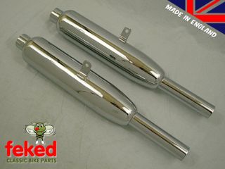 T120 T110 T100 Dyno Chaincase Pair of Exhaust Silencers 1957 59