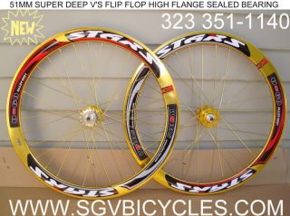 51mm Stars Gold Wheels Fixed Gear Fixie Track Bike