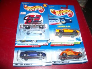 Hot Wheels Lot 4 Cars on Card Mustang Corvette Camaro