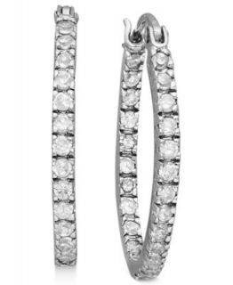 Brilliant Sterling Silver Earrings, Cubic Zirconia Large Hoops (1 9
