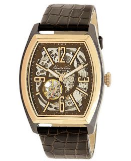 Kenneth Cole New York Watch, Mens Automatic Brown Croc Embossed