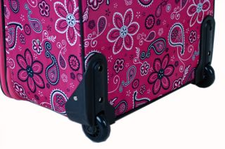 Rockland Designer 4 PC Luggage Set Pink Bandana $580