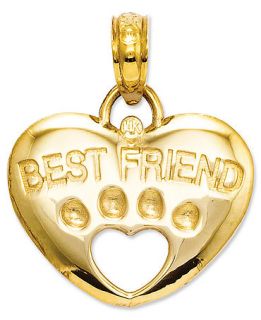 14k Gold Charm, Best Friend Paw Heart Charm   Bracelets   Jewelry