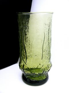 Large Vintage Tea Glass Green Flower Pattern Glassware