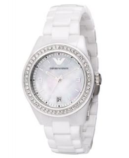 Emporio Armani Watch, Womens Chronograph White Ceramic Bracelet