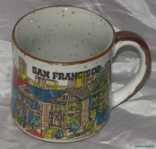RARE Vintage 60s 70s San Francisco Speckled Stoneware Painted City