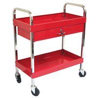 Excel 2 Tray Rolling Metal Tool Utility Cart with Locking Drawer
