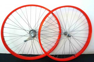 Cruiser Bike 26x2.125 Rear & Front Wheels Rims w coaster Brake Orange