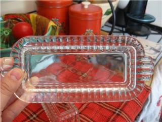 Anchor Hocking Deco Glass Butter Dish Crystal Ribbed