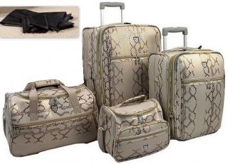 Heys Travel Concepts Snakeskin Expandable 4 PC Luggage Set Ivory Off