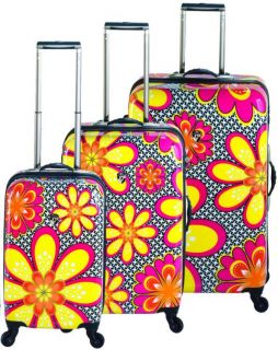 Heys 4WD Novus Houndstooth Flower Luggage Set Pink