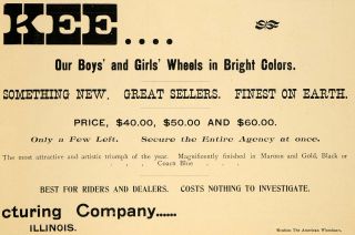 1896 Ad Kee Wheels Bicycle Pricing Illinois Bike Rider Wheels American