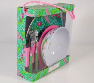 Lilly Pulitzer Later Gator Dinner Plate Bowl Fork Spoon