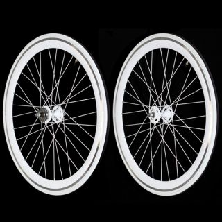 Fixie Single Speed Road Bike Track Wheel Wheelset Deep V Tyres White