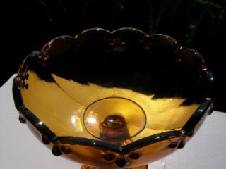 Vintage Amber Garland Tear Drop Indiana Carnival Glass Compote Footed