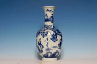 Large Chinese Qing 18c Porcelain Blue and White Figures Painting Vase