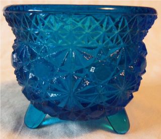 Vintage Fenton Blue Witchs Kettle Daisy Button Novelty Art Glass