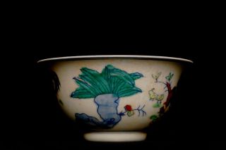 Gorgeous Chiense Porcelain Antique Dou Cai Chicken Bowl Signed QM27
