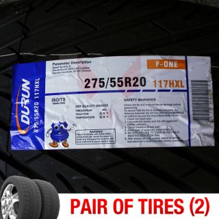 Set of 2 New 275 55R20 Durun F One Two Tires 1 Pair 275 55 20 2755520