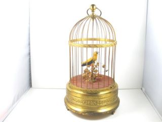 Vintage KG German Singing Bird Cage Antique Brass Automaton Music Box