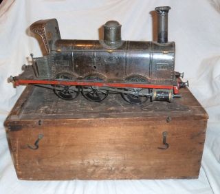 Antique Charles Rossignol Tin Toy Train in Wooden Box 19thC Quest C R