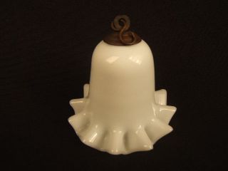 1880s Petite Milk Glass Smokebell for Hanging Victorian Library Lamp