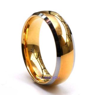 New Mens 18K Gold Plated Polished Tungsten Wedding Band Bridal Ring