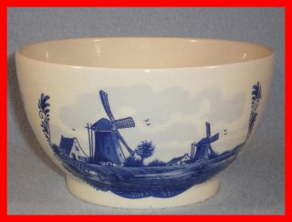Delft Porcelain 6 inch Serving Bowl Sailboats Windmill Flowers Holland