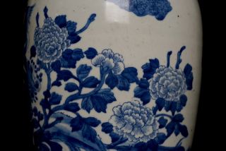 Large Chinese Antique Blue and White Porcelain Vase Phenix Design L123