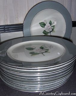 Vintage Homer Laughlin 9 Plate White Rose Gray Rim 342
