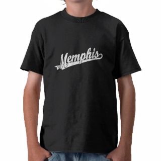 Memphis script logo in white distressed tee shirts
