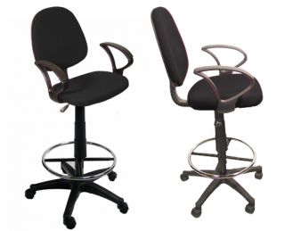 Black Drafting Chair with Arms   Adjustable Height   Office 360 Swivel
