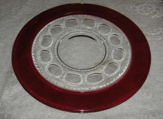 Vintage Tiffin Glass Ruby Flash King’s Crown Thumbprint Torte Plate