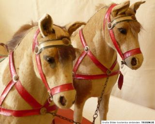 Antique Horse Team w 2 Antique Horses Antique Wooden Cart Coach