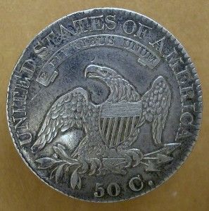 1825 Capped Bust Silver Half Dollar Dbl Die Strong AU