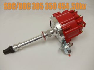SBC BBC Chevy 305 350 454 V8s Hei Coil Distributor w Red Cap 50K 50