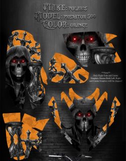 Polaris Orange Plastics Predator 500 Graphics Inevitable Death Skull