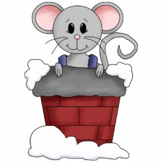 Merry Christmas Mouse In Snowy Chimney Photo Cut Out