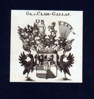 1780 Grafen v. Clam Gallas Heraldik Kupferstich Wappen