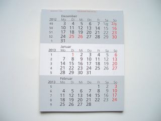 Ersatz Kalendarium 2013 2014 Aufstell Tischkalender 3 Monats